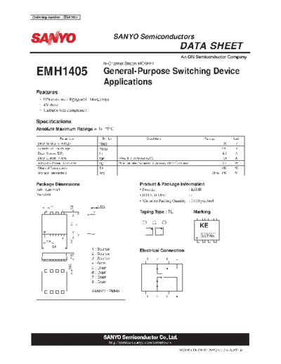 Sanyo emh1405  . Electronic Components Datasheets Active components Transistors Sanyo emh1405.pdf