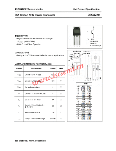 Inchange Semiconductor 2sc3729  . Electronic Components Datasheets Active components Transistors Inchange Semiconductor 2sc3729.pdf