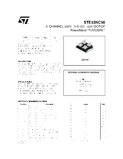 . Electronic Components Datasheets ste53nc50  . Electronic Components Datasheets Active components Transistors ST ste53nc50.pdf