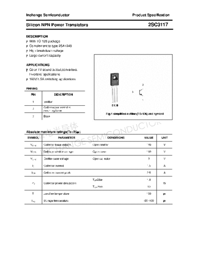 Inchange Semiconductor 2sc3117  . Electronic Components Datasheets Active components Transistors Inchange Semiconductor 2sc3117.pdf