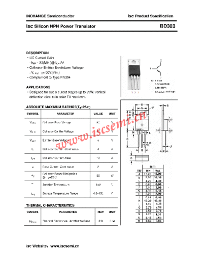 Inchange Semiconductor bd303  . Electronic Components Datasheets Active components Transistors Inchange Semiconductor bd303.pdf