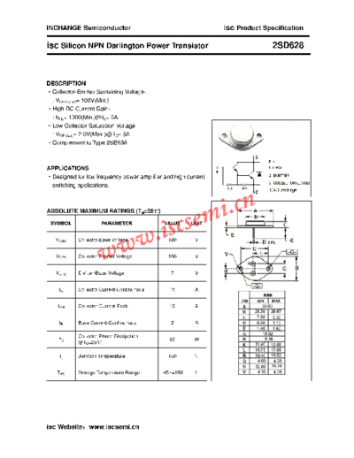 Inchange Semiconductor 2sd628  . Electronic Components Datasheets Active components Transistors Inchange Semiconductor 2sd628.pdf
