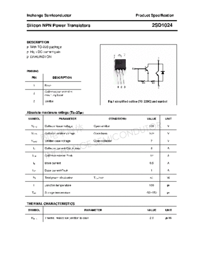 Inchange Semiconductor 2sd1024  . Electronic Components Datasheets Active components Transistors Inchange Semiconductor 2sd1024.pdf