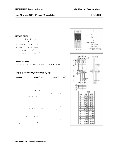 Inchange Semiconductor ksd401  . Electronic Components Datasheets Active components Transistors Inchange Semiconductor ksd401.pdf