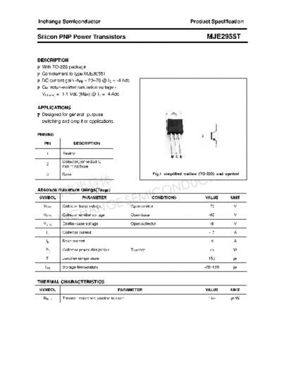Inchange Semiconductor mje2955t  . Electronic Components Datasheets Active components Transistors Inchange Semiconductor mje2955t.pdf