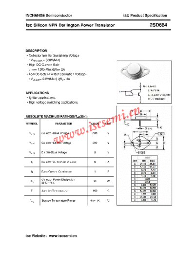 Inchange Semiconductor 2sd684  . Electronic Components Datasheets Active components Transistors Inchange Semiconductor 2sd684.pdf