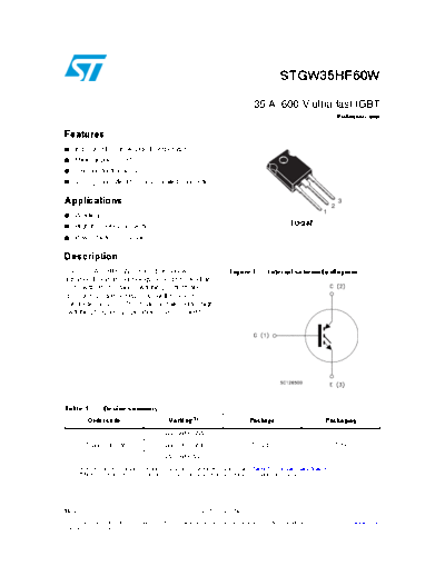 ST stgw35hf60w  . Electronic Components Datasheets Active components Transistors ST stgw35hf60w.pdf