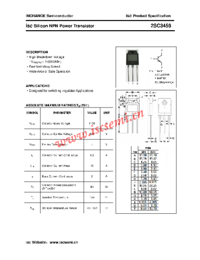 Inchange Semiconductor 2sc3459  . Electronic Components Datasheets Active components Transistors Inchange Semiconductor 2sc3459.pdf