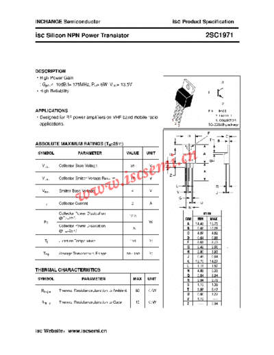 Inchange Semiconductor 2sc1971  . Electronic Components Datasheets Active components Transistors Inchange Semiconductor 2sc1971.pdf