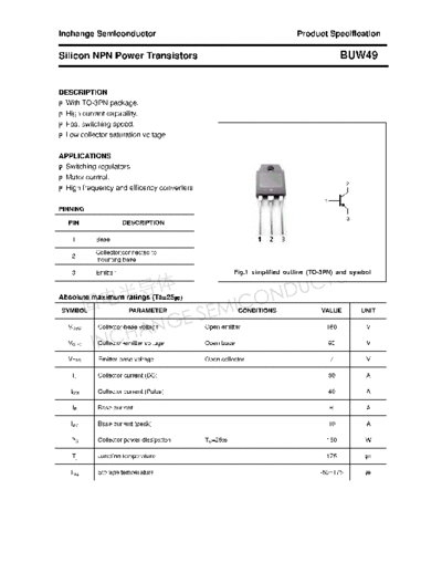 . Electronic Components Datasheets buw49  . Electronic Components Datasheets Active components Transistors Inchange Semiconductor buw49.pdf