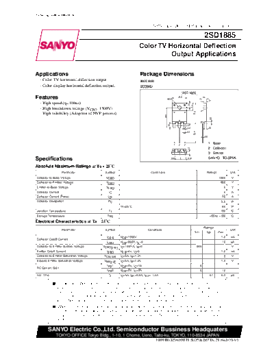 . Electronic Components Datasheets 2sd1885  . Electronic Components Datasheets Active components Transistors Sanyo 2sd1885.pdf