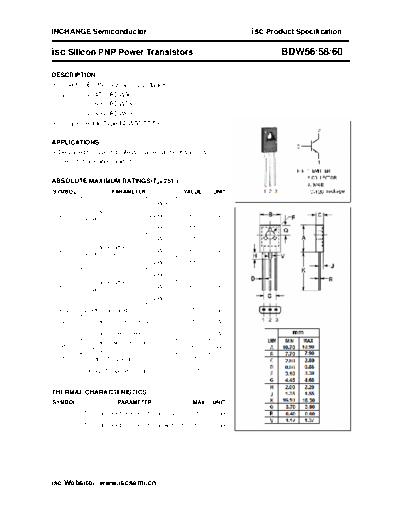 Inchange Semiconductor bdw56 58 60  . Electronic Components Datasheets Active components Transistors Inchange Semiconductor bdw56_58_60.pdf