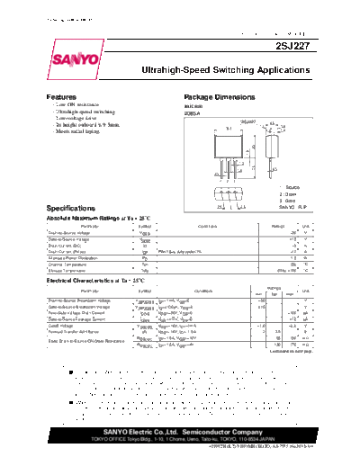 . Electronic Components Datasheets 2sj227  . Electronic Components Datasheets Active components Transistors Sanyo 2sj227.pdf