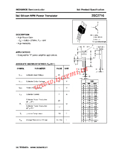 Inchange Semiconductor 2sc2716  . Electronic Components Datasheets Active components Transistors Inchange Semiconductor 2sc2716.pdf