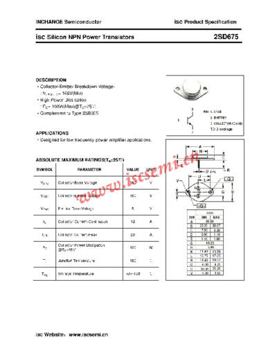 Inchange Semiconductor 2sd675  . Electronic Components Datasheets Active components Transistors Inchange Semiconductor 2sd675.pdf
