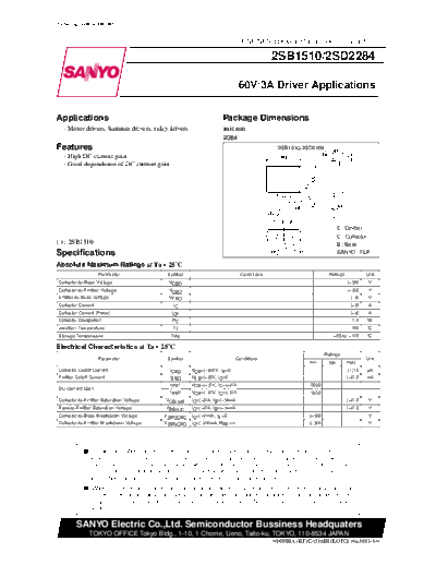 Sanyo 2sd2284  . Electronic Components Datasheets Active components Transistors Sanyo 2sd2284.pdf