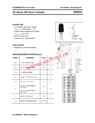 Inchange Semiconductor 2sb944  . Electronic Components Datasheets Active components Transistors Inchange Semiconductor 2sb944.pdf