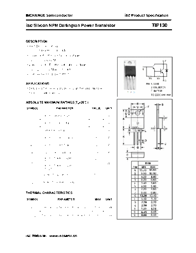 Inchange Semiconductor tip130  . Electronic Components Datasheets Active components Transistors Inchange Semiconductor tip130.pdf