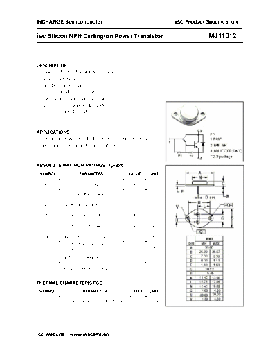 Inchange Semiconductor mj11012  . Electronic Components Datasheets Active components Transistors Inchange Semiconductor mj11012.pdf