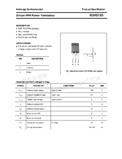 Inchange Semiconductor buh515d  . Electronic Components Datasheets Active components Transistors Inchange Semiconductor buh515d.pdf