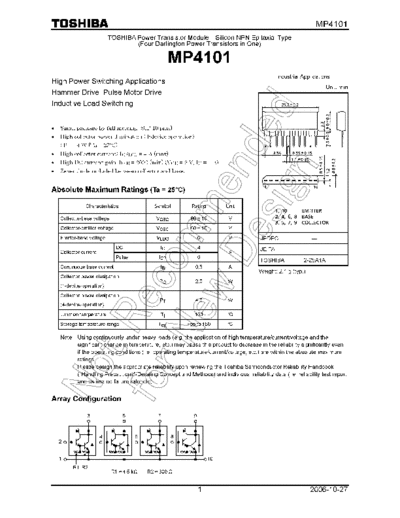 Toshiba mp4101 en wm 20061027  . Electronic Components Datasheets Active components Transistors Toshiba mp4101_en_wm_20061027.pdf