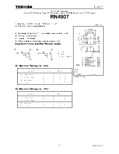 . Electronic Components Datasheets rn4907  . Electronic Components Datasheets Active components Transistors Toshiba rn4907.pdf