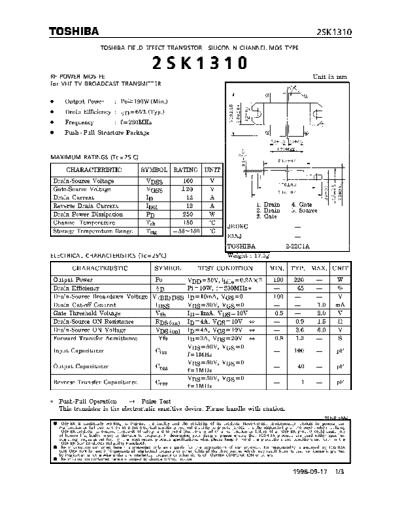 Toshiba 2sk1310  . Electronic Components Datasheets Active components Transistors Toshiba 2sk1310.pdf