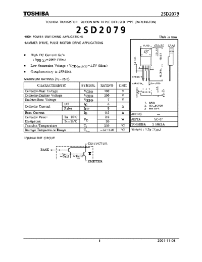 Toshiba 2sd2079  . Electronic Components Datasheets Active components Transistors Toshiba 2sd2079.pdf