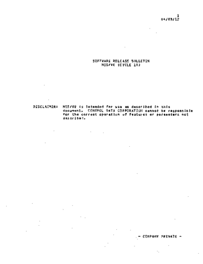 cdc Software Release Bulletin NOS VE Cycle 18 Mar84  . Rare and Ancient Equipment cdc cyber cyber_180 NOS_VE release_notes Software_Release_Bulletin_NOS_VE_Cycle_18_Mar84.pdf
