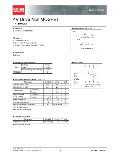 Rohm rt1e060xn  . Electronic Components Datasheets Active components Transistors Rohm rt1e060xn.pdf