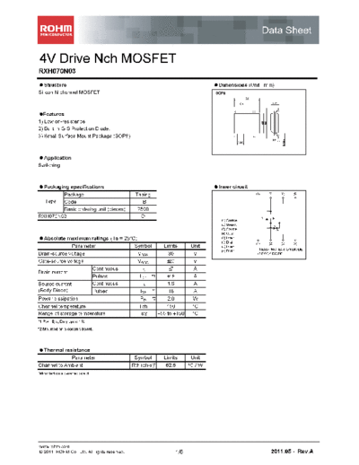 Rohm rxh070n03  . Electronic Components Datasheets Active components Transistors Rohm rxh070n03.pdf