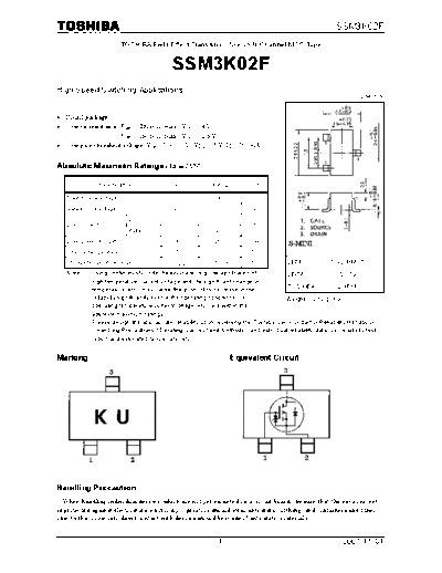 Toshiba ssm3k02f 071101  . Electronic Components Datasheets Active components Transistors Toshiba ssm3k02f_071101.pdf
