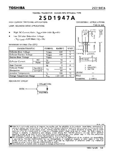 Toshiba 2sd1947  . Electronic Components Datasheets Active components Transistors Toshiba 2sd1947.pdf