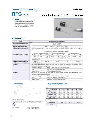 2004 Partsnic [radial thru-hole ] RFS Series  . Electronic Components Datasheets Passive components capacitors Daewoo-Parstnic 2004 Partsnic [radial thru-hole ] RFS Series.pdf