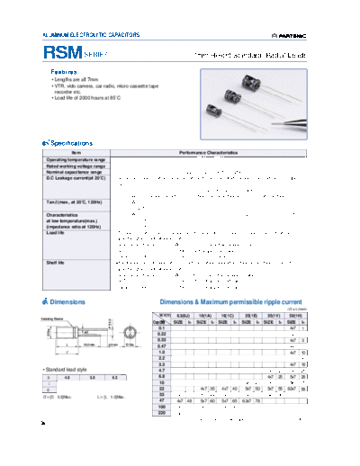 2004 Partsnic [radial thru-hole ] RSM Series  . Electronic Components Datasheets Passive components capacitors Daewoo-Parstnic 2004 Partsnic [radial thru-hole ] RSM Series.pdf