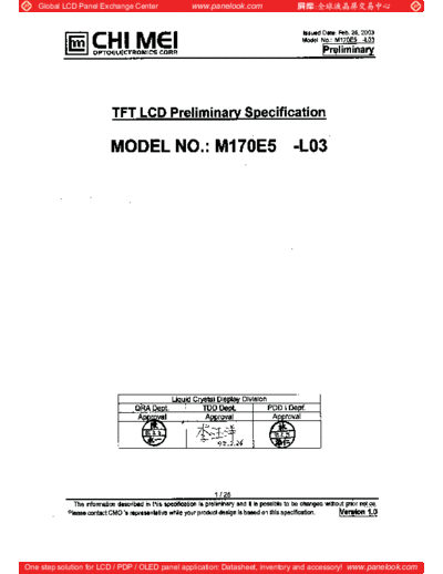 . Various Panel CMO M170E5-L03 0 [DS]  . Various LCD Panels Panel_CMO_M170E5-L03_0_[DS].pdf