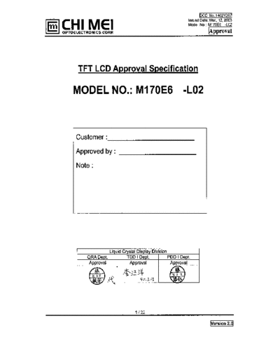 . Various Panel CMO M170E6-L02 0 [DS]  . Various LCD Panels Panel_CMO_M170E6-L02_0_[DS].pdf