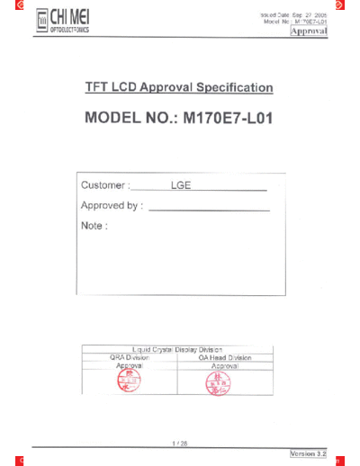 . Various Panel CMO M170E7-L01 1 [DS]  . Various LCD Panels Panel_CMO_M170E7-L01_1_[DS].pdf