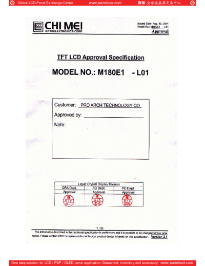 . Various Panel CMO M180E1-L01 1 [DS]  . Various LCD Panels Panel_CMO_M180E1-L01_1_[DS].pdf