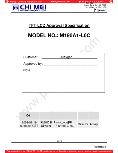 . Various Panel CMO M190A1-L0C 1 [DS]  . Various LCD Panels Panel_CMO_M190A1-L0C_1_[DS].pdf