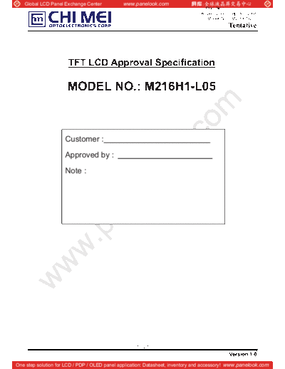 . Various Panel CMO M216H1-L05 0 [DS]  . Various LCD Panels Panel_CMO_M216H1-L05_0_[DS].pdf