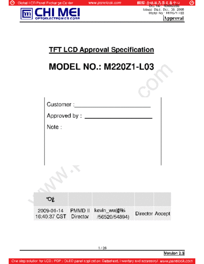 . Various Panel CMO M220Z1-L03 3 [DS]  . Various LCD Panels Panel_CMO_M220Z1-L03_3_[DS].pdf