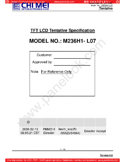 . Various Panel CMO M236H1-L07 0 [DS]  . Various LCD Panels Panel_CMO_M236H1-L07_0_[DS].pdf
