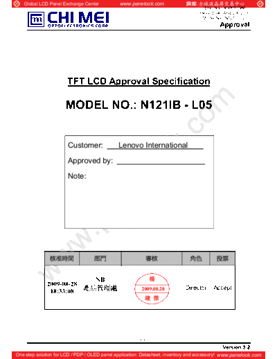 . Various Panel CMO N121IB-L05 3 [DS]  . Various LCD Panels Panel_CMO_N121IB-L05_3_[DS].pdf
