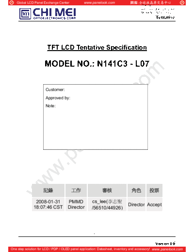 . Various Panel CMO N141C3-L07 0 [DS]  . Various LCD Panels Panel_CMO_N141C3-L07_0_[DS].pdf