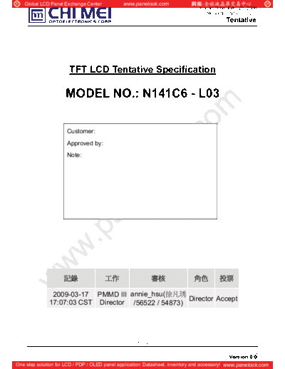 . Various Panel CMO N141C6-L03 0 [DS]  . Various LCD Panels Panel_CMO_N141C6-L03_0_[DS].pdf