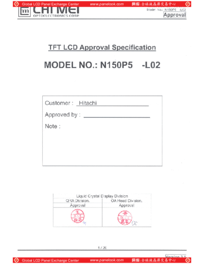 . Various Panel CMO N150P5-L02 2 [DS]  . Various LCD Panels Panel_CMO_N150P5-L02_2_[DS].pdf