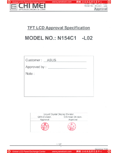 . Various Panel CMO N154C1-L02 1 [DS]  . Various LCD Panels Panel_CMO_N154C1-L02_1_[DS].pdf