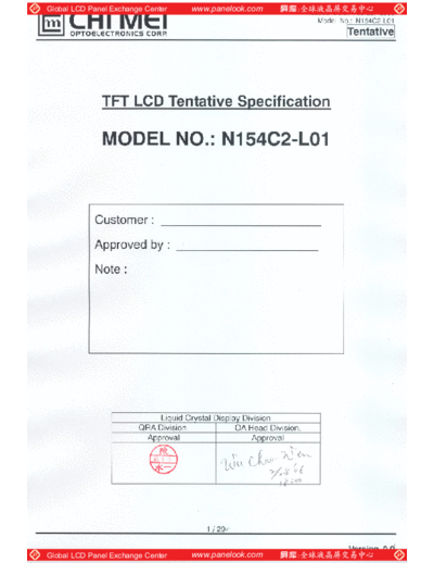 . Various Panel CMO N154C2-L01 0 [DS]  . Various LCD Panels Panel_CMO_N154C2-L01_0_[DS].pdf
