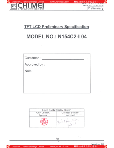 . Various Panel CMO N154C2-L04 2 [DS]  . Various LCD Panels Panel_CMO_N154C2-L04_2_[DS].pdf